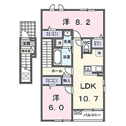 JR東北本線 栗橋駅 3.8kmの賃貸アパート 2階2LDKの間取り