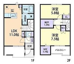 ドミール大島VII　Ｂ 1階2LDKの間取り