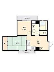 成増シティハウス 301 3階2DKの間取り