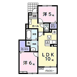 コンフォート　アークＢ 1階2LDKの間取り