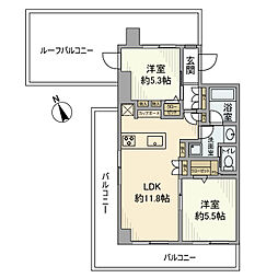 ユニハイム芦花公園 401 4階2LDKの間取り