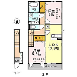ソラーナ　I 2階2LDKの間取り