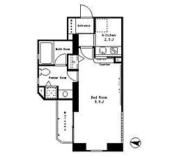 東京メトロ日比谷線 広尾駅 徒歩12分の賃貸マンション 4階1Kの間取り