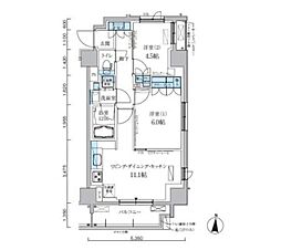 都営大江戸線 両国駅 徒歩10分の賃貸マンション 3階2LDKの間取り