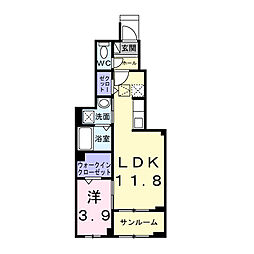 JR総武本線 津田沼駅 徒歩12分の賃貸アパート 1階1LDKの間取り