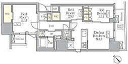 JR総武本線 馬喰町駅 徒歩2分の賃貸マンション 5階3DKの間取り