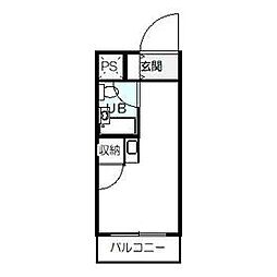ドミール武蔵台 1階ワンルームの間取り