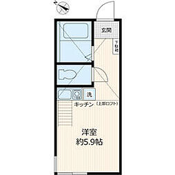 京急本線 鶴見市場駅 徒歩4分の賃貸アパート 2階ワンルームの間取り
