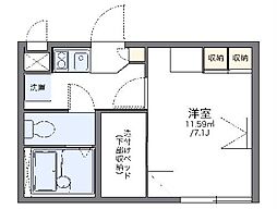 レオパレスＳＹＡＭ 2階1Kの間取り