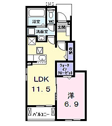 カーサ・セレーノ 1階1LDKの間取り