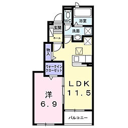 JR東北本線 小山駅 バス8分 下立木下車 徒歩7分の賃貸アパート 1階1LDKの間取り
