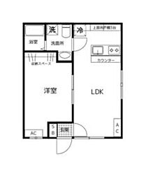 都営新宿線 曙橋駅 徒歩5分の賃貸アパート 2階ワンルームの間取り