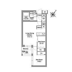 都営大江戸線 西新宿五丁目駅 徒歩10分の賃貸マンション 3階2LDKの間取り