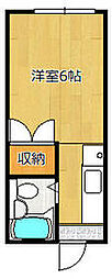 京王井の頭線 久我山駅 徒歩9分の賃貸マンション 2階1Kの間取り