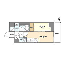 都営新宿線 菊川駅 徒歩4分の賃貸マンション 6階1DKの間取り