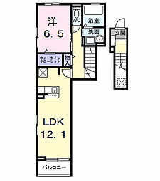 JR関西本線 蟹江駅 バス15分 伊福下車 徒歩2分の賃貸アパート 2階1LDKの間取り