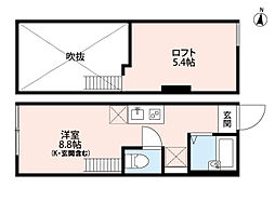 グランデ清瀬(グランデキヨセ) 2階ワンルームの間取り