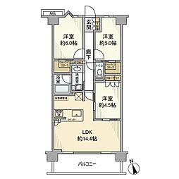サンクレイドル浦安III 3階3LDKの間取り