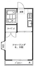 プリムローズ 2階1Kの間取り