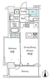 JR京浜東北・根岸線 大森駅 徒歩6分の賃貸マンション 10階1LDKの間取り