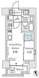 都営三田線 御成門駅 徒歩3分の賃貸マンション 14階1LDKの間取り