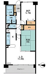 横浜市営地下鉄ブルーライン 三ツ沢下町駅 徒歩3分の賃貸マンション 4階2LDKの間取り
