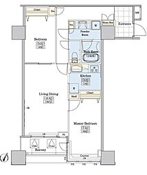 JR山手線 大塚駅 徒歩9分の賃貸マンション 7階2LDKの間取り