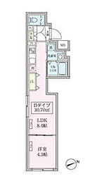 JR山手線 大崎駅 徒歩9分の賃貸マンション 3階1LDKの間取り