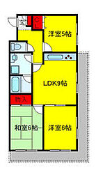 JR常磐線 柏駅 バス5分 柏市立第七小学校入口下車 徒歩2分の賃貸マンション 2階3DKの間取り