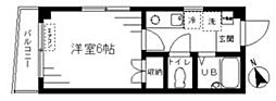 西武新宿線 沼袋駅 徒歩4分の賃貸マンション 2階1Kの間取り