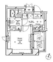 ルクシェール横濱吉野町 704 7階1Kの間取り