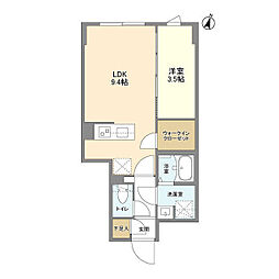 京王井の頭線 駒場東大前駅 徒歩9分の賃貸マンション 2階1LDKの間取り