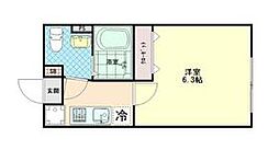 東武東上線 上福岡駅 徒歩11分の賃貸アパート 3階1Kの間取り
