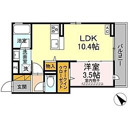 京成本線 京成大久保駅 徒歩10分の賃貸アパート 2階1LDKの間取り