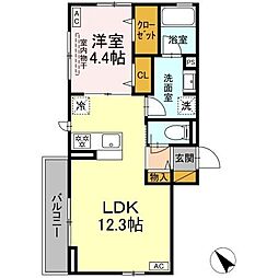 京成本線 京成大久保駅 徒歩10分の賃貸アパート 2階1LDKの間取り