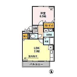 JR東海道本線 西岐阜駅 徒歩25分の賃貸アパート 3階1LDKの間取り