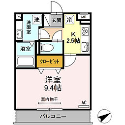 名鉄常滑線 常滑駅 徒歩3分の賃貸アパート 3階1Kの間取り