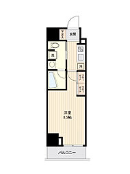 東急池上線 雪が谷大塚駅 徒歩2分の賃貸マンション 12階1Kの間取り