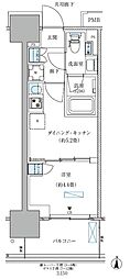 都営新宿線 西大島駅 徒歩4分の賃貸マンション 6階1DKの間取り