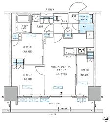 都営新宿線 西大島駅 徒歩4分の賃貸マンション 14階3LDKの間取り