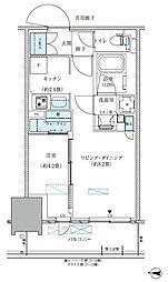 都営新宿線 西大島駅 徒歩4分の賃貸マンション 6階1LDKの間取り