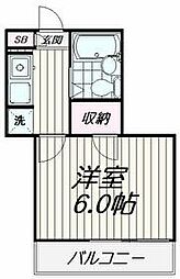 第二ハイツ桐原 2階1Kの間取り