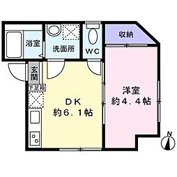 カーサ本木 3階1DKの間取り