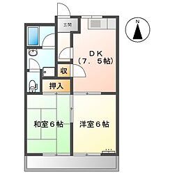 JR東海道本線 二川駅 徒歩31分の賃貸アパート 2階2DKの間取り