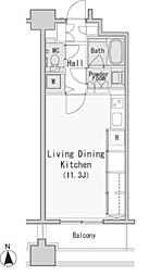 東京メトロ日比谷線 六本木駅 徒歩9分の賃貸マンション 8階ワンルームの間取り