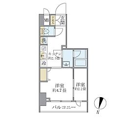 都営三田線 本蓮沼駅 徒歩2分の賃貸マンション 2階2Kの間取り