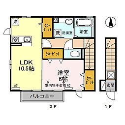 グランメゾン日吉 2階1LDKの間取り