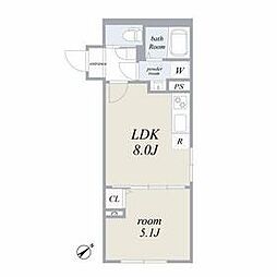 東京メトロ南北線 六本木一丁目駅 徒歩7分の賃貸マンション 2階1LDKの間取り