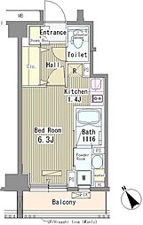 メルヴェーユ馬込 413 4階1Kの間取り