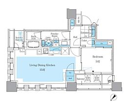 東京メトロ有楽町線 月島駅 徒歩2分の賃貸マンション 7階1LDKの間取り